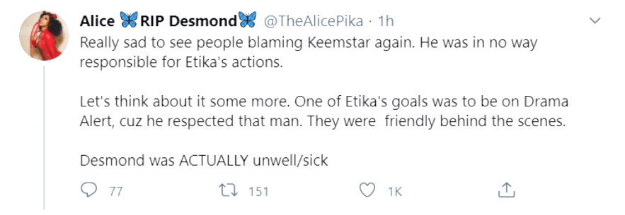 Alice etika tweet