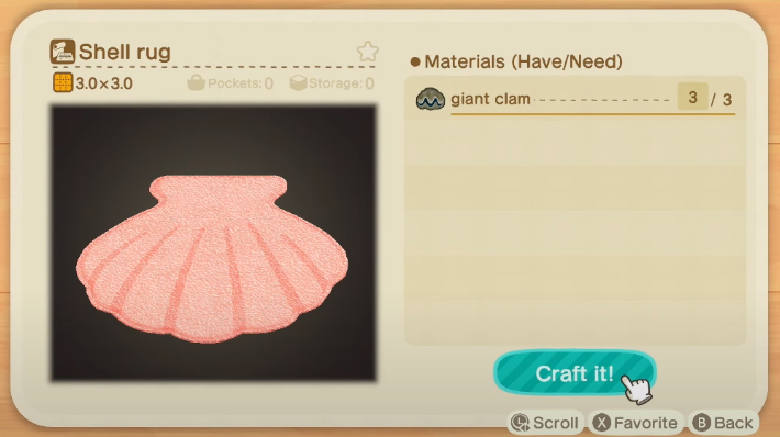Tapis Shell - Objets Shell dans Animal Crossing New Horizons