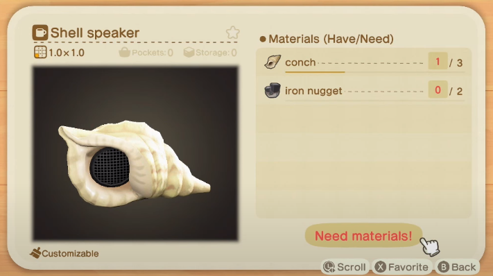 Haut-parleur Shell - Objets Shell dans Animal Crossing New Horizons