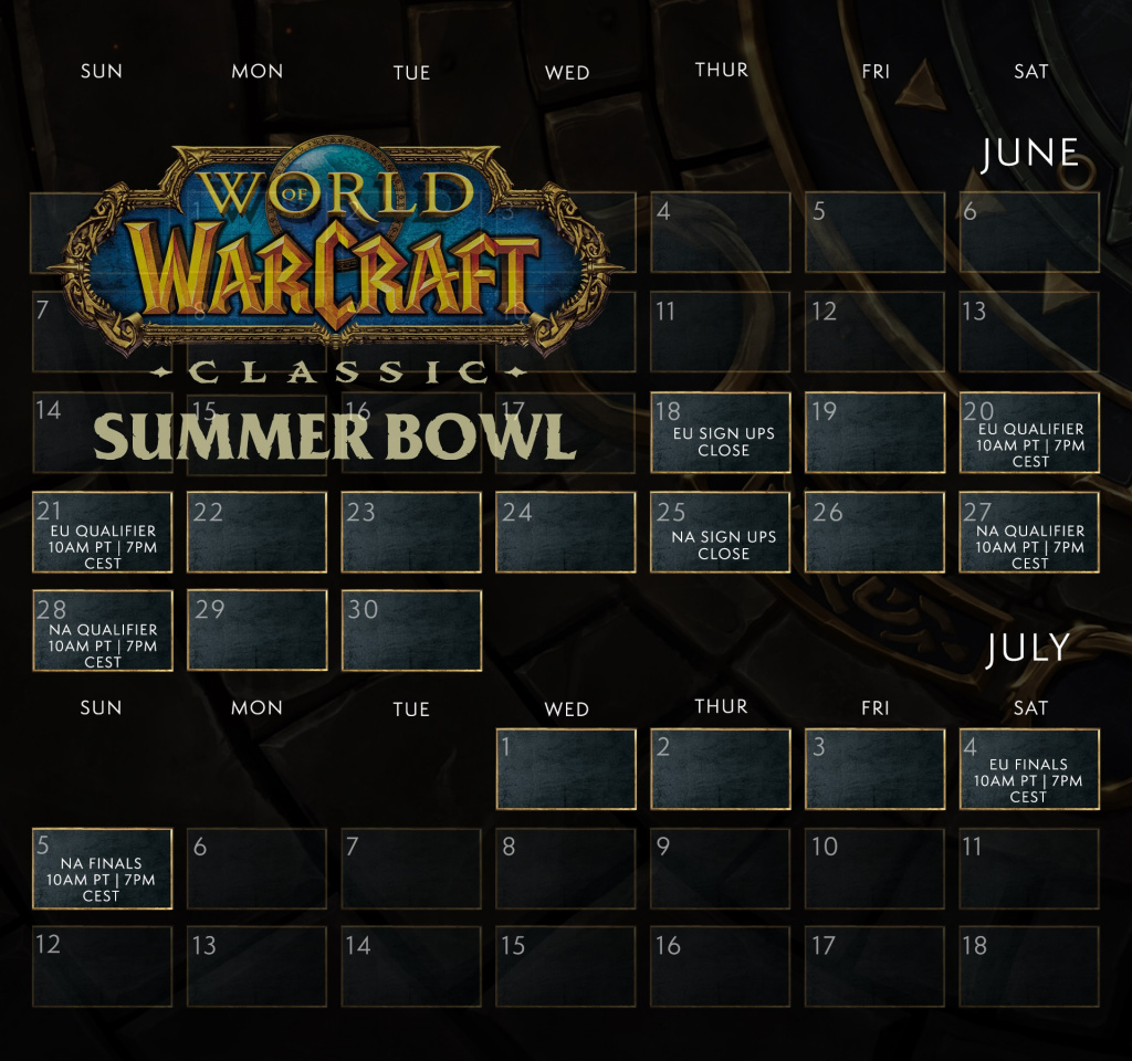 Horaire des bols d'été classiques de WoW