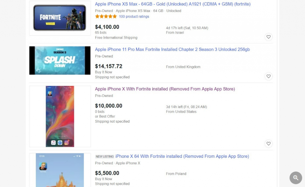 prix iphone fortnite