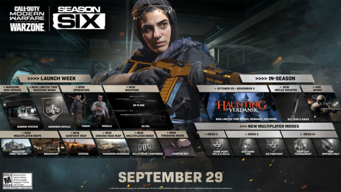 Call of Duty Season 6 patch notes roadmap