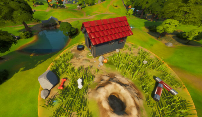 Bounce on different dog toys at Ant Manor Location in Fortnite
