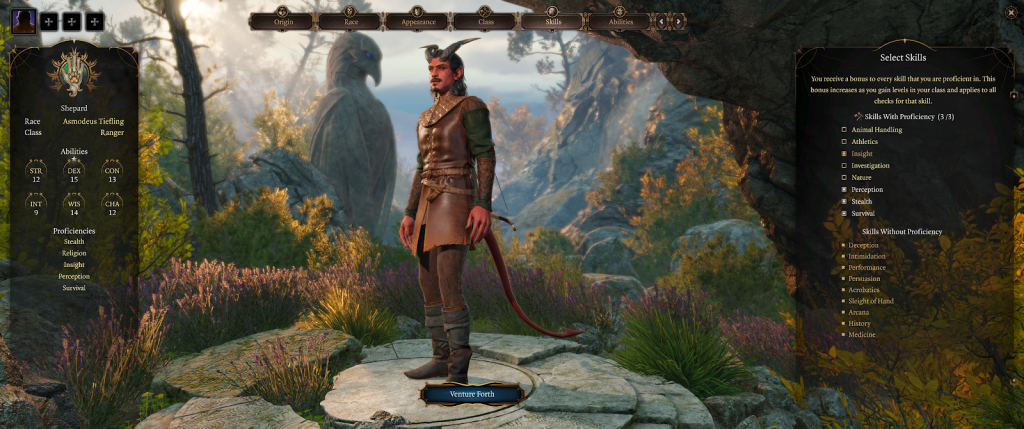Création du personnage de Baldurs Gate III 3