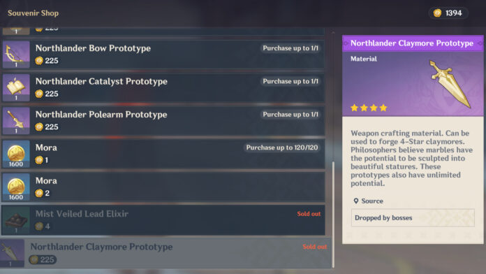 How to get the Northlander Claymore Prototype in Genshin Impact