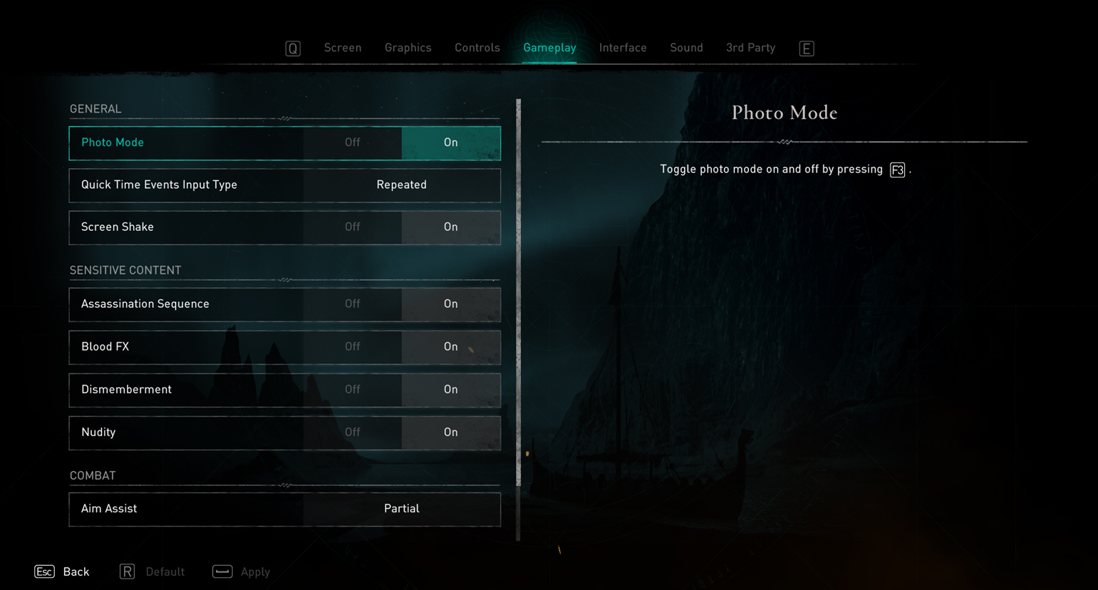 Comment utiliser le mode photo dans Assassin's Creed Valhalla - Activer à partir du menu