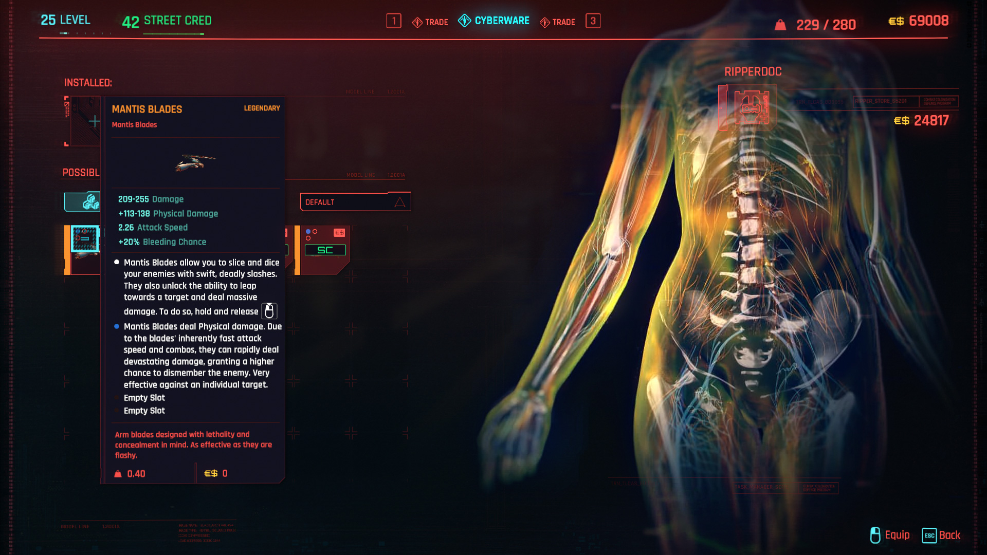 Comment obtenir des lames Mantis gratuites dans Cyberpunk 2077