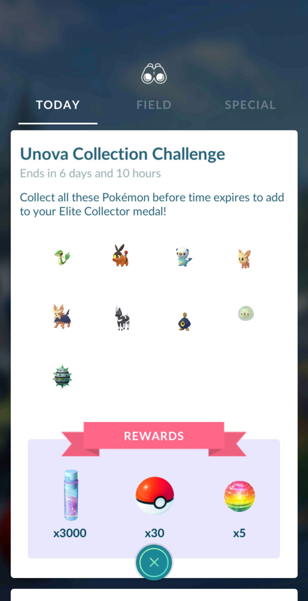 Défi et récompenses de la collection Pokemon GO Unova