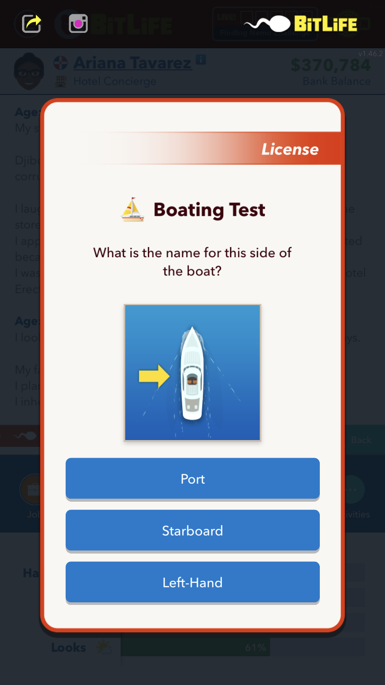 Comment obtenir une licence de navigation dans BitLife - Question 2