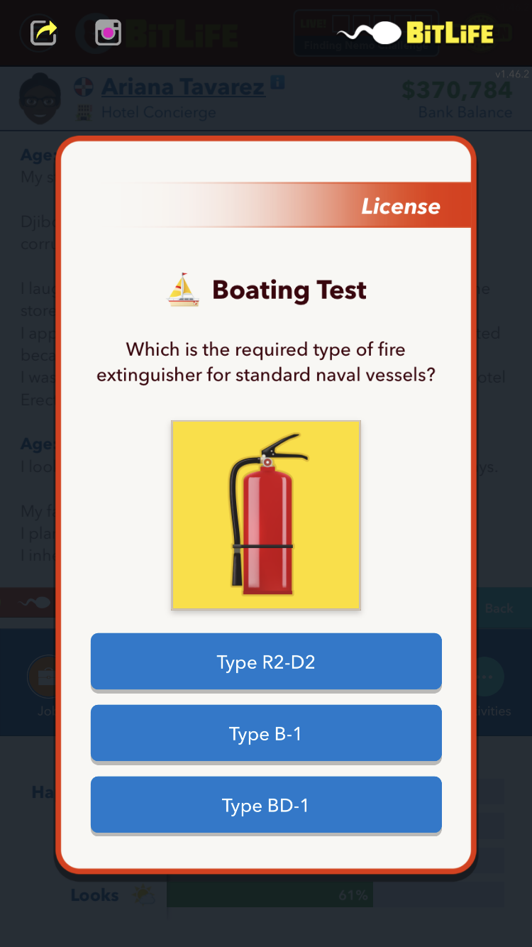 Comment obtenir une licence de navigation dans BitLife - Question d'examen 4