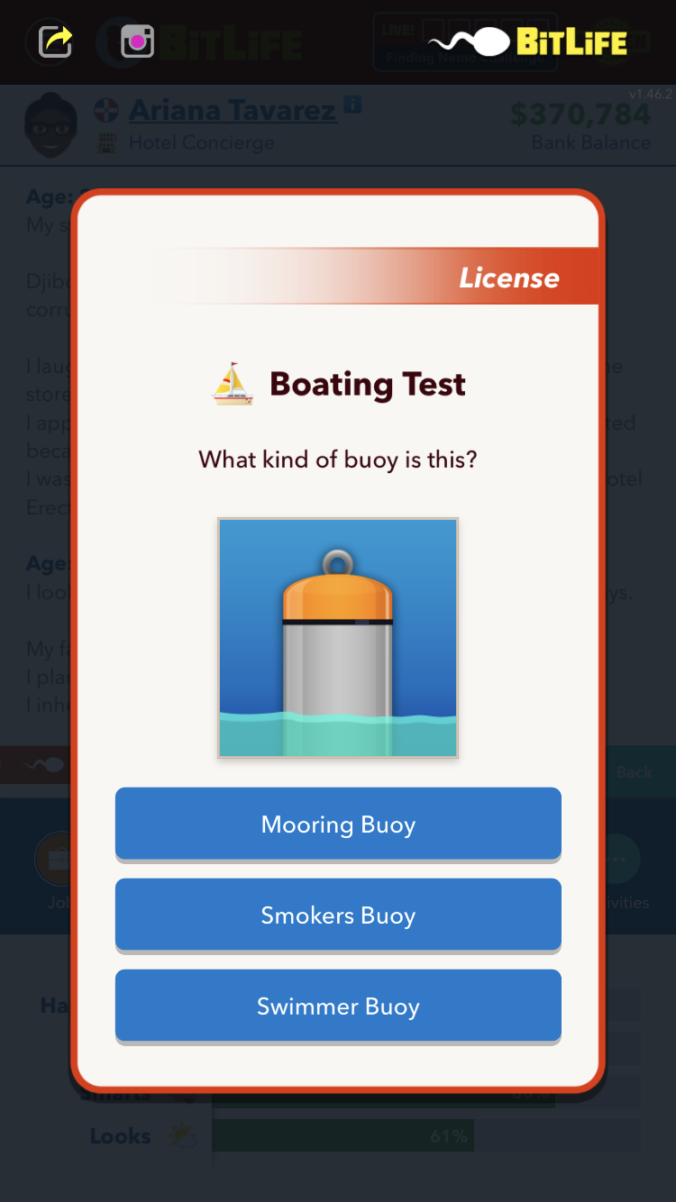 Comment obtenir une licence de navigation dans BitLife - Question d'examen 8