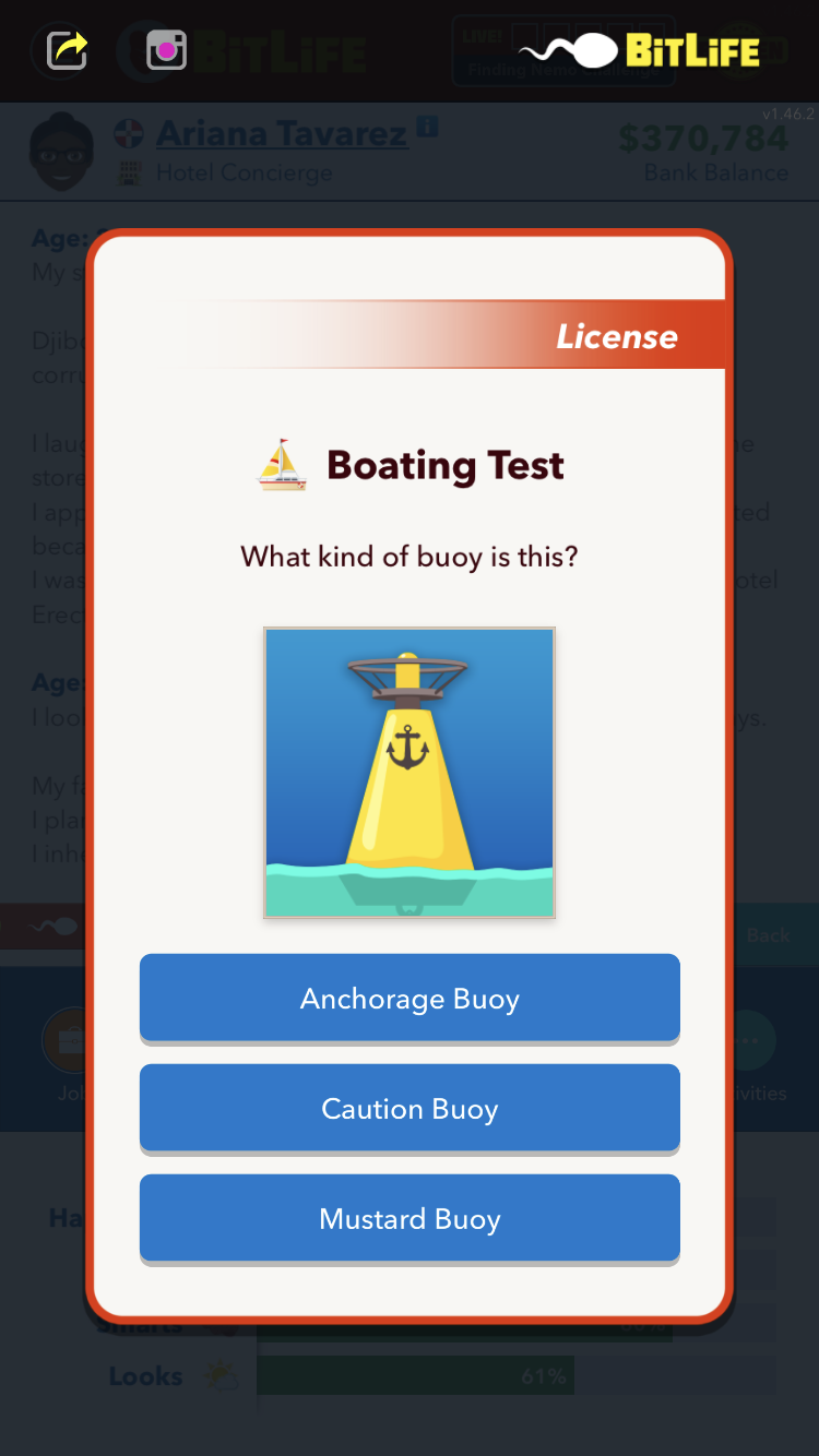 Comment obtenir une licence de navigation dans BitLife - Question d'examen 9