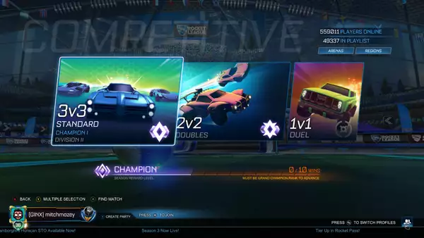 ligue de fusée comment classer le nouveau menu d'écran concurrentiel de mitchmozey