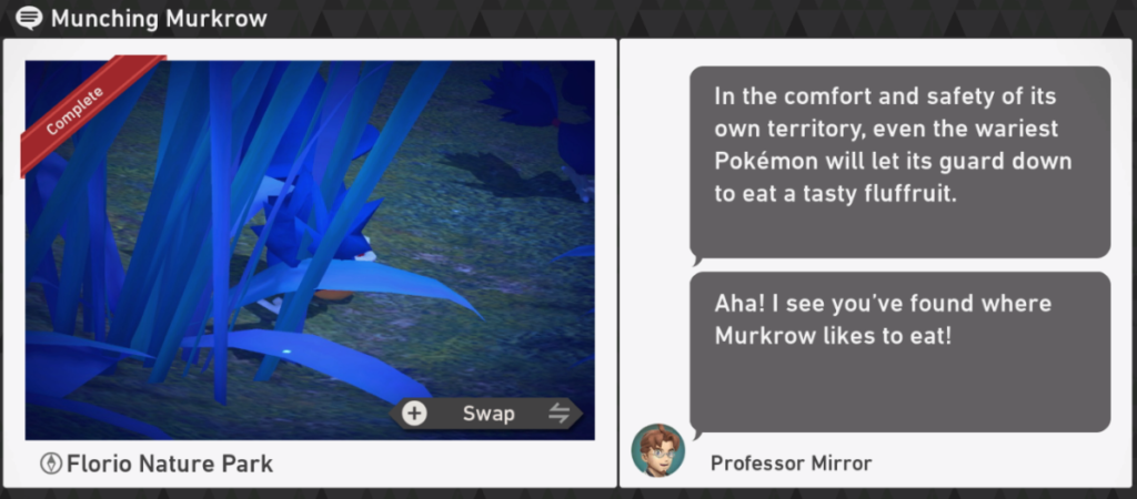 Nouveau Pokemon Snap - Florio Nature Park Night Request - Munching Murkrow