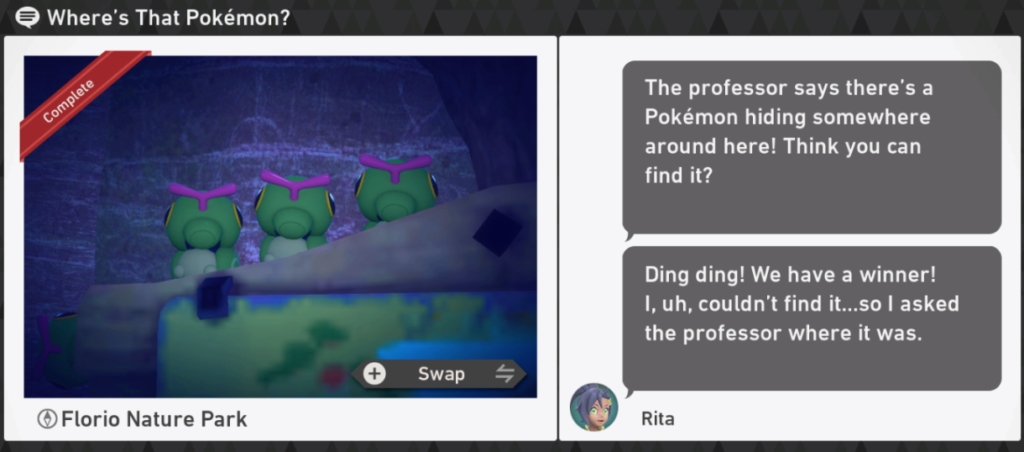 Nouveau Pokemon Snap - Florio Nature Park Night Request - Où ce Pokémon