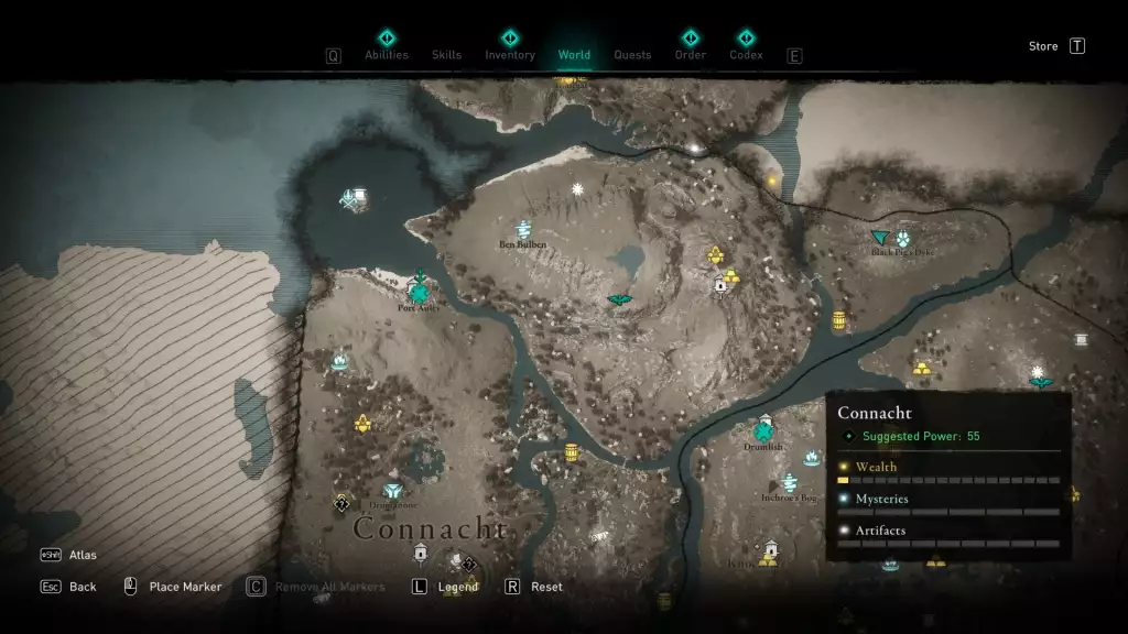 Wrath of the Druids Ireland map POIs Northern Connacht region