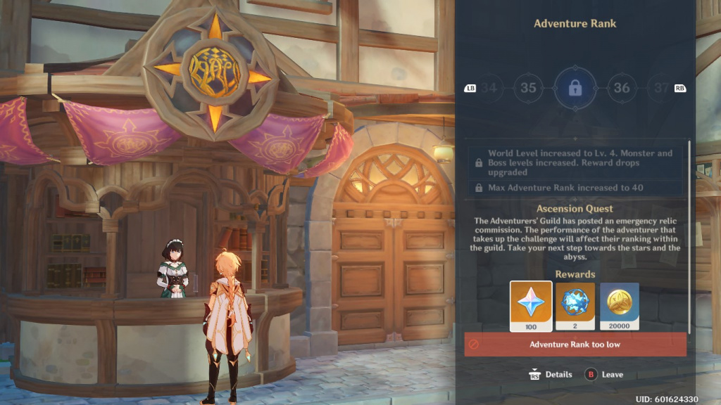 Genshin Impact Adventure Rank avantages inconvénients
