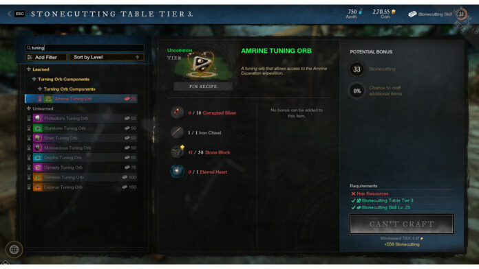 Comment obtenir Amrine Tuning Orb dans le Nouveau Monde
