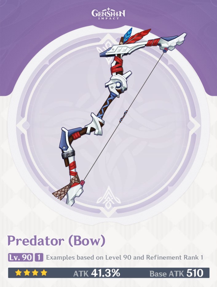 Aperçu de l'arc Genshin Impact Predator