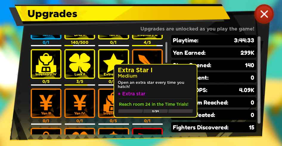 Mises à niveau du simulateur Anime Fighters - Extra Star I