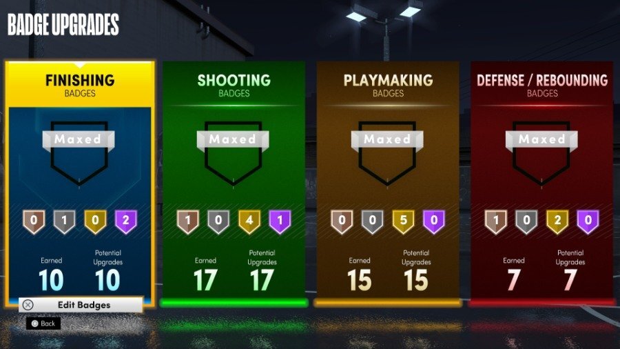 Écran de badges NBA 2K22