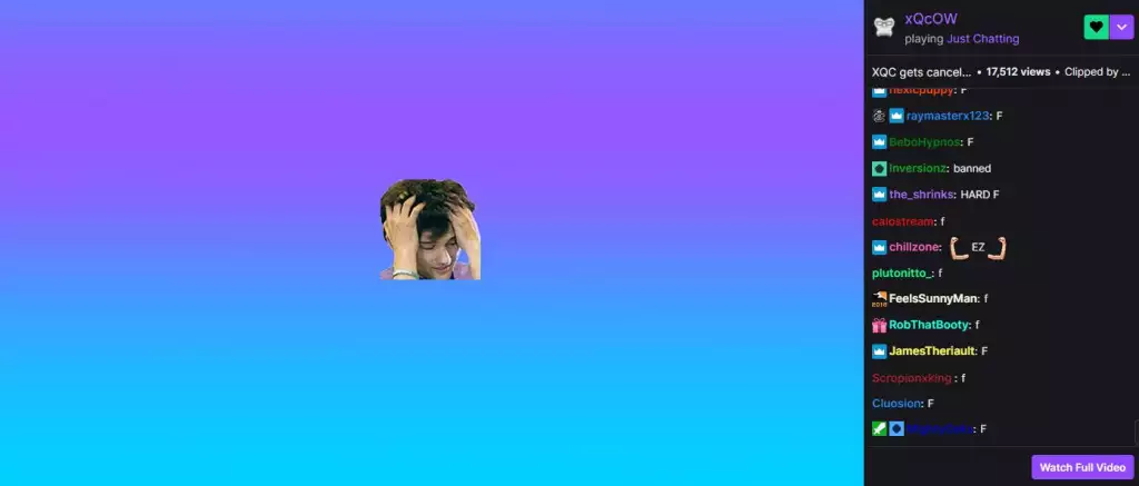 xQc est annulé par son FAI après avoir réagi à la vidéo Jubilee en direct. (Photo : Twitch / xQcOW)