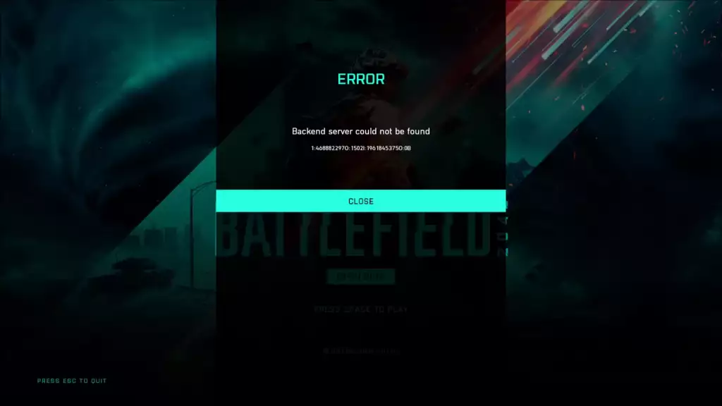 Le serveur principal de Battlefield 2042 n'a pas pu être trouvé.
