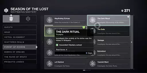 Destiny 2 Triomphe rituel sombre