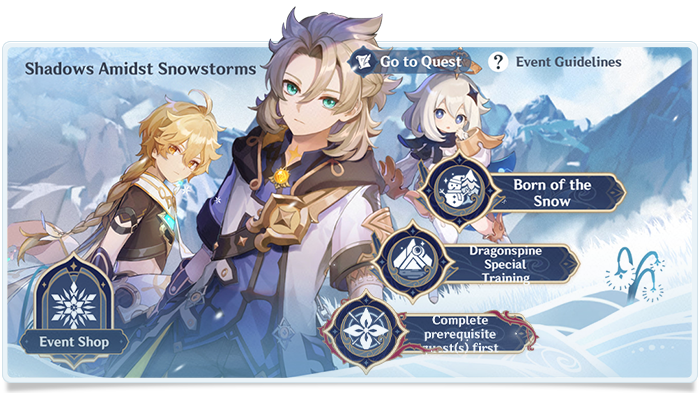 Genshin Impact Shadows au milieu des tempêtes de neige