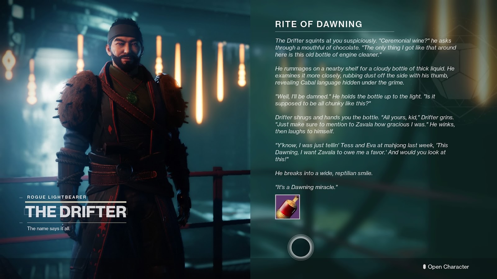 Destiny 2 Rite of Dawning The Drifter