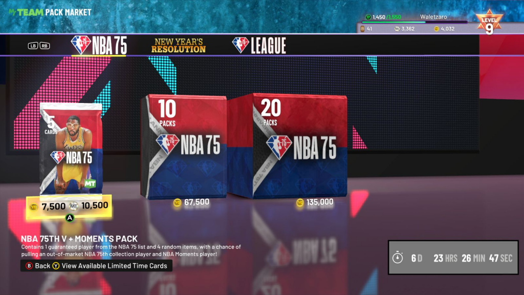 Marché des packs NBA 2K22 NBA75 V