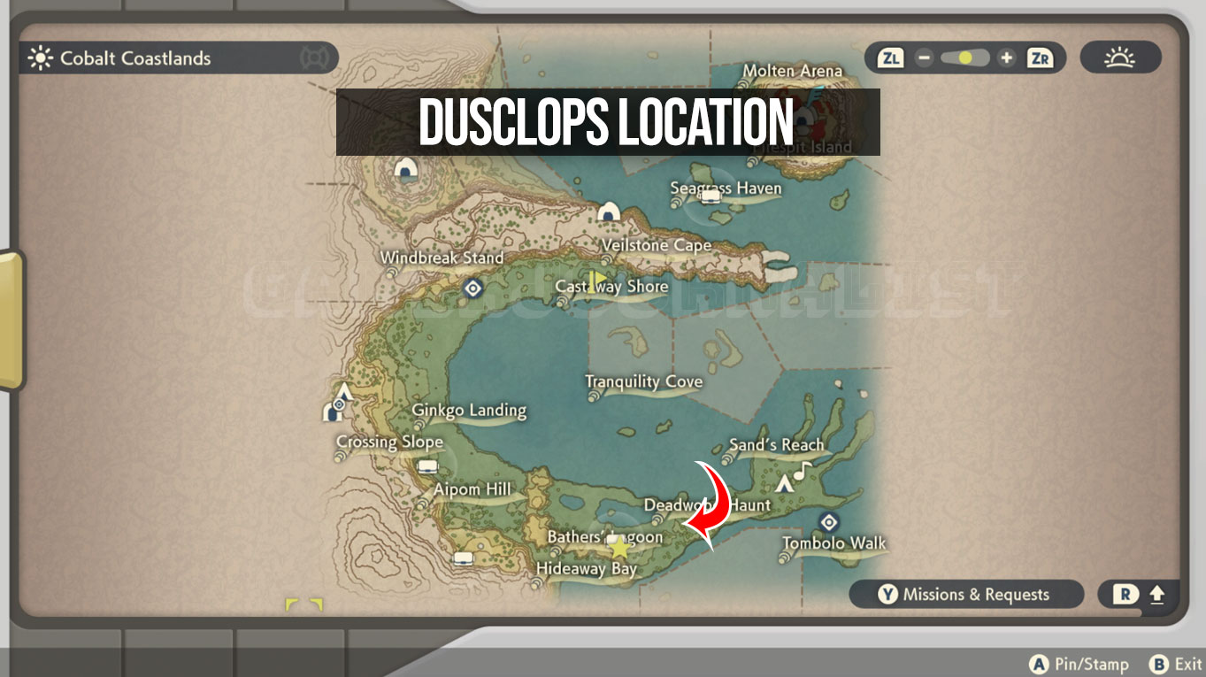 Carte de localisation de Pokemon Legends Arceus Dusclops