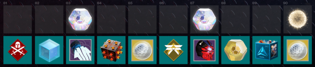 Season of the Risen season pass niveaux 81-90. (Photo : Bungie)