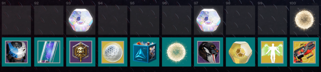 Season of the Risen season pass niveaux 91-100. (Photo : Bungie)