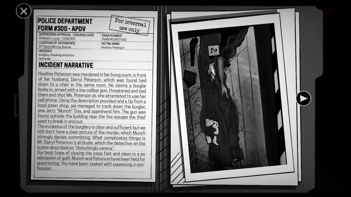 Capture d'écran de l'interrogatoire
