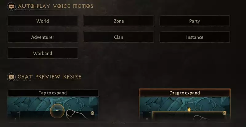 Aperçu de la boîte de discussion Diablo Immortal désactiver les paramètres comment définir le mémo vocal chats zone de clan mondial