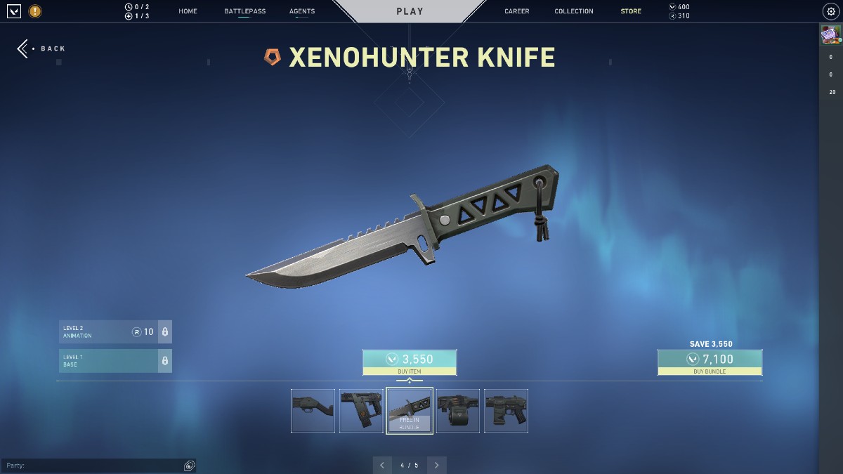 Couteau Xenohunter VALORANT.