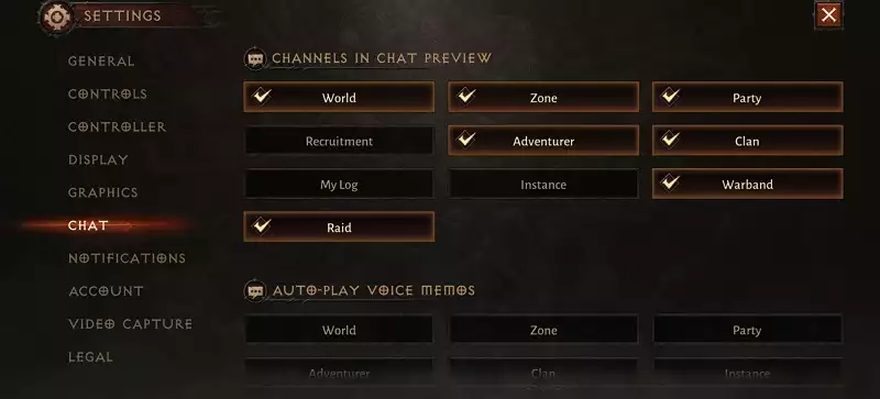 Aperçu de la boîte de discussion Diablo Immortal désactiver les paramètres comment définir le mémo vocal chats zone de clan mondial