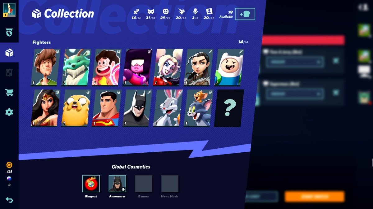 Sélection de personnage multiversus
