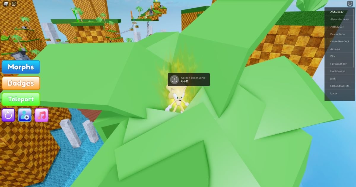 morh super sonique doré dans les tours de pierre dans find the sonic morph