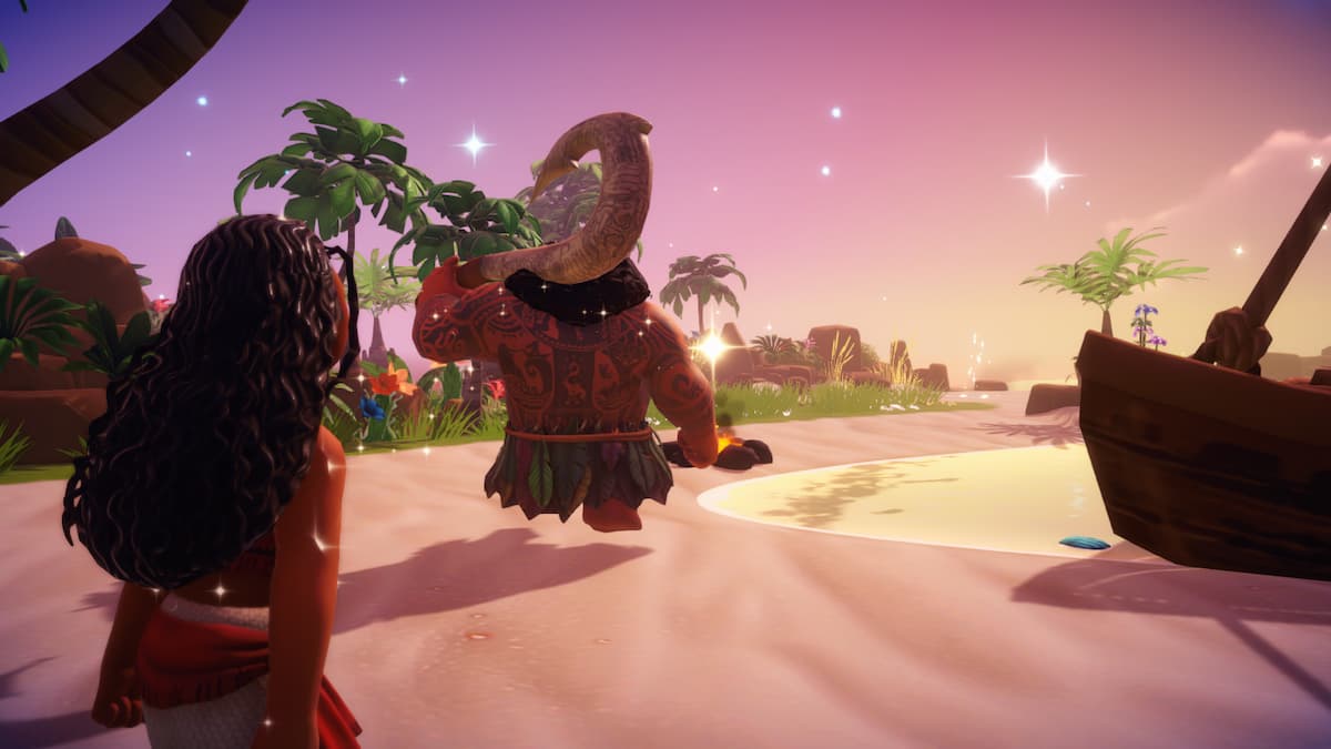 Moana et Maui dans la vallée Disney Dreamlight
