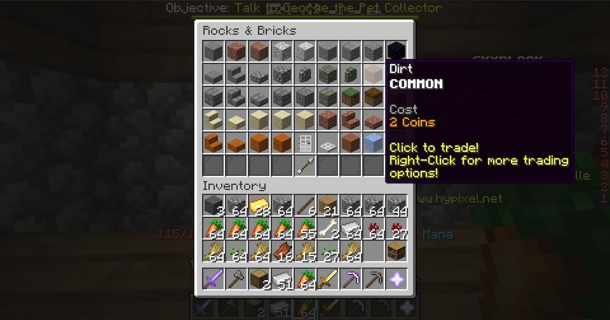 acheter de la saleté dans minecraft