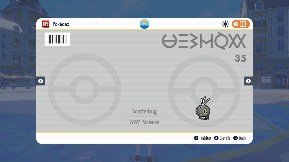 Scatterbug dans le Pokedex dans Pokemon Scarlet et Violet