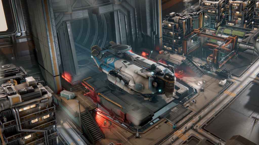 Vaisseau spatial Dolos AEC dans un hangar dans l'un des secteurs IXION