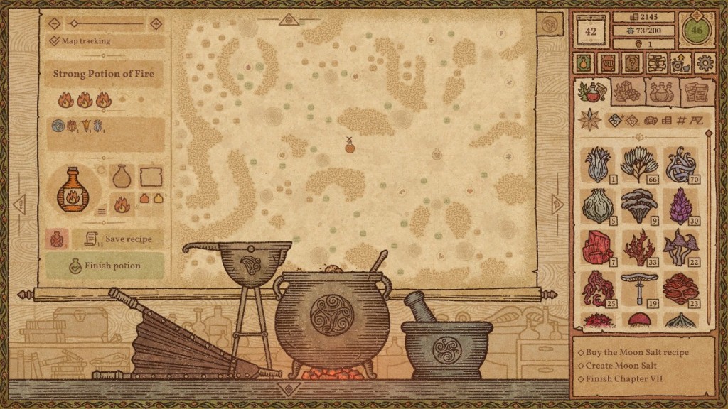 Comment imprégner l'épée d'un pouvoir magique dans la recette Potion Craft - Potion of Fire. 