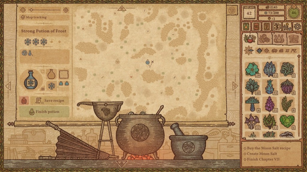 Comment imprégner l'épée d'un pouvoir magique dans la recette Potion Craft - Potion of Frost. 
