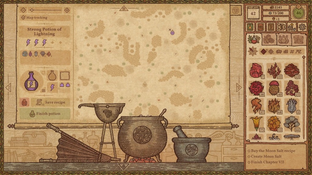 Comment imprégner l'épée d'un pouvoir magique dans la recette Potion Craft - Potion of Lightning. 