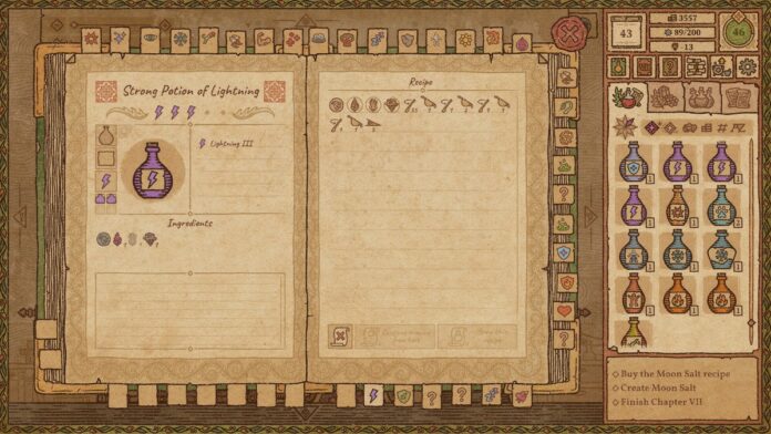 Potion Craft - Recipe for Potion of Lightning.