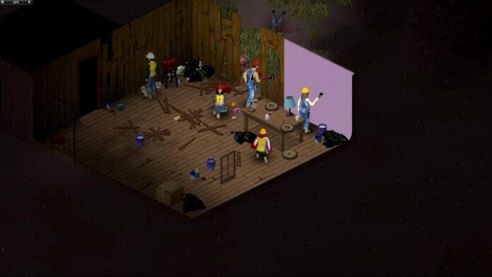 Construction NPCs putting up a shack