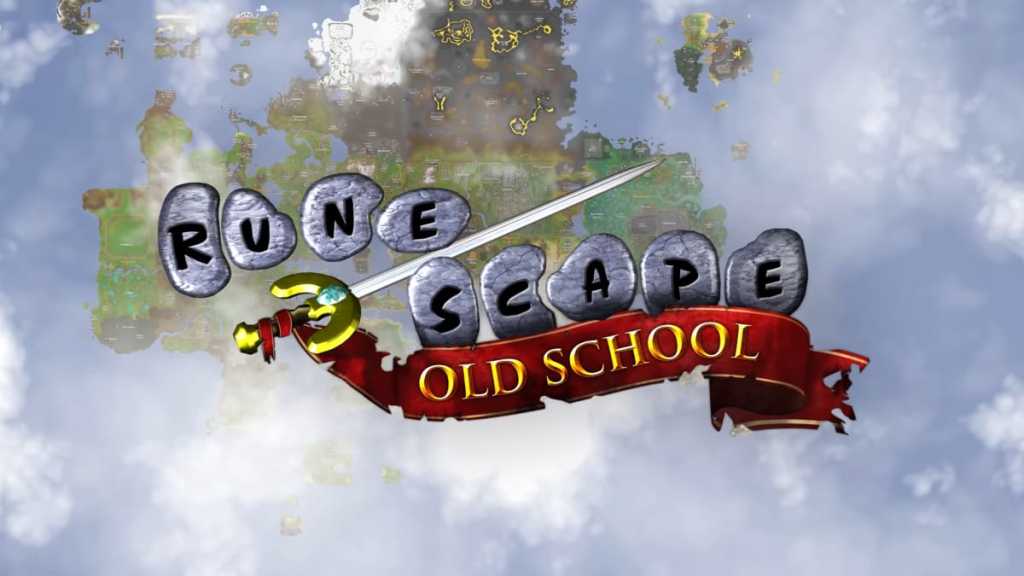 Image de couverture Old School RuneScape ou OSRS avec une île et des nuages ​​en arrière-plan.